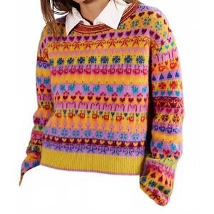 NEW FREE PEOPLE favorite things sweater in bright confetti combo